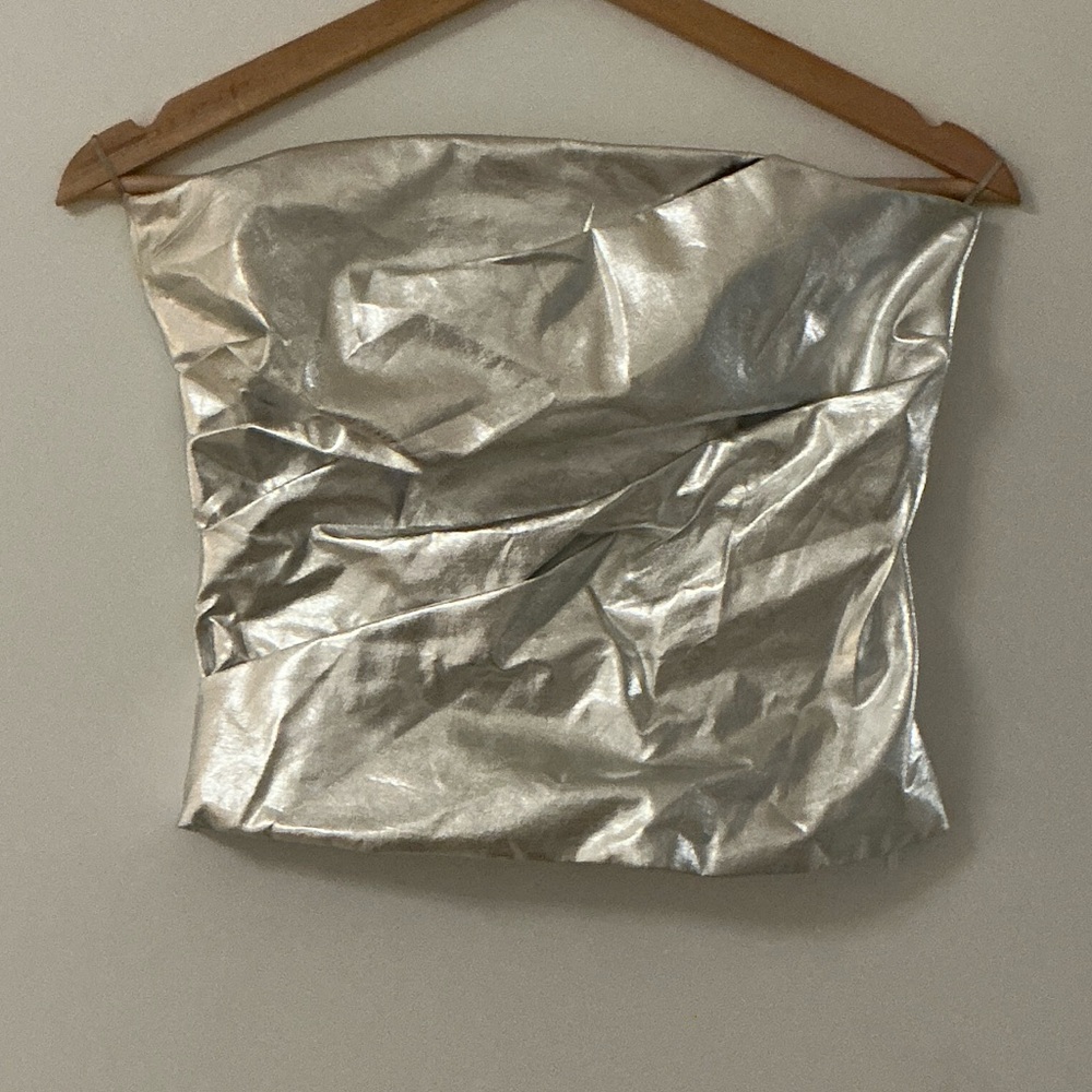 Zara Silver Metallic Crop Top